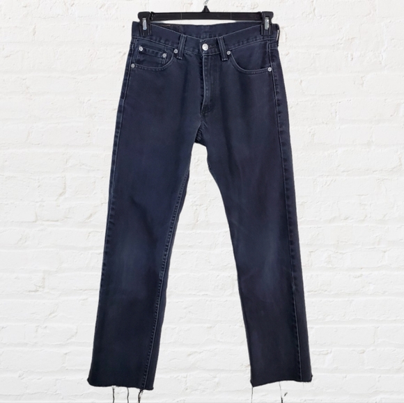 Levi's Denim - Levi's 505 Straight Leg High Rise Faded Black Raw Hem Jeans Size 29 × 28